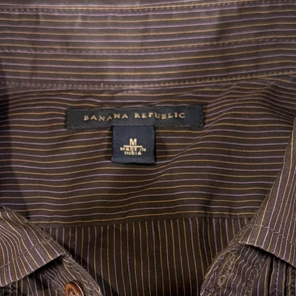 Y2K Vintage Banana Republic Button Down Shirt | Brown Stripe | Medium‎